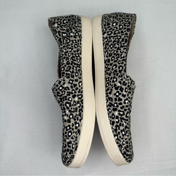 Toms Avalon Leopard Print Canvas Slip On Shoe 9 Black Tan - Picture 4 of 10